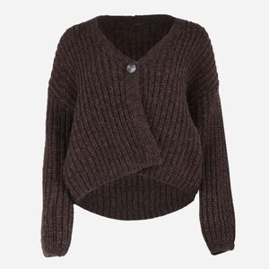 Gentle Fawn Brown One Button Cozy Knit Cardigan Sweater Size XL